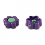 Perles tile fleur Violet-turquoise