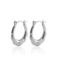Boucles d'oreilles en acier Inox créoles 20mm Argenté