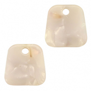 Pendentifs en résine trapèze Rose-blanc nacré