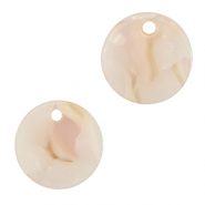 Pendentifs en résine 12mm Rose-blanc nacré