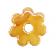 Perles en c&eacute;ramique DQ grecque fleur Jaune chaud