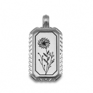 Breloques en métal DQ fleur Argenté antique (sans nickel)