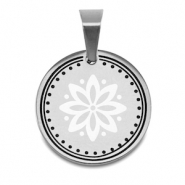 Breloques en acier Inox fleur Argenté