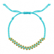 Bracelets tendance perles en acier inoxydable Bleu-doré