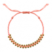 Bracelets tendance perles en acier inoxydable Rose pêche-doré