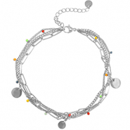 Chaines de cheville en acier Inox pi&egrave;ces de monnaie Argent&eacute;-multicolore