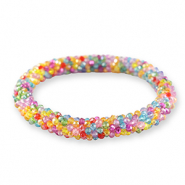 Bracelet perles à facettes Multicolore jaune-rose
