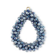 Boucles pendentifs facettées goutte Bleu marine