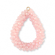 Boucles pendentifs facettées goutte Rose clair