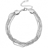 Chaines de cheville en acier Inox multiple rangs Argent&eacute;