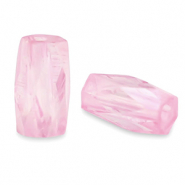 Perles à facettes tube Rose azalée