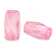 Perles à facettes tube Rose peonia