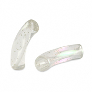 Perles tubes acryliques Transparent pailleté-AB coating