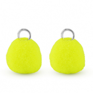 Pendentifs pompon avec anneau 10mm Argent&eacute;-jaune n&eacute;on