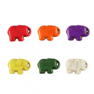 Pierres naturelles perles howlite éléphant Multicolore