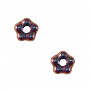 Perles tchèques fleur 5mm Irisé foncé