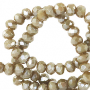 Perles à facettes 4x3mm disque Vert kaki-pearl shine coating