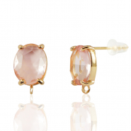 Boucles d’oreilles / puces d’oreilles en verre Crystal Glass avec anneau ovale Pêche-doré