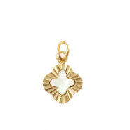 Breloques en acier Inox coquille trèfle Doré-blanc (couleur naturelle)