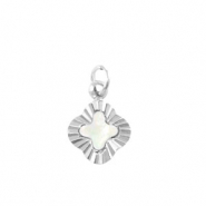 Breloques en acier Inox coquille trèfle Argenté-blanc (couleur naturelle)