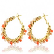 Boucles d'oreilles en acier Inox perles à facettes Orange-doré