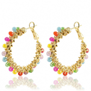 Boucles d'oreilles en acier Inox perles à facettes Multicolore-doré