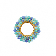 Breloques en acier Inox perles à facettes 24mm Bleu-doré