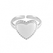 Bagues en acier Inox coeur Argent&eacute;