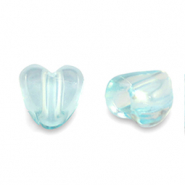 Perles acryliques cœur Transparent bleu turquoise