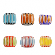 Perles Millefiori tube Multicolore bleu-orange