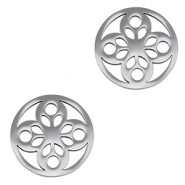 Breloques en acier Inox connecteur fleur Argenté