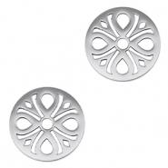 Breloques en acier Inox connecteur fleur Argenté