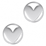 Breloques en acier Inox connecteur coeur Argenté
