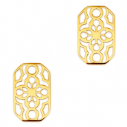 Breloques en acier Inox connecteur octogone fleur Doré