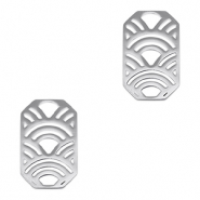 Breloques en acier Inox connecteur octogone arcs Argenté