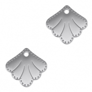 Breloques en acier Inox connecteur coquille Argenté