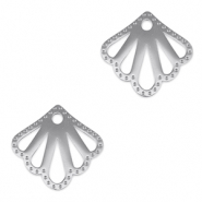 Breloques en acier Inox connecteur coquille Argenté