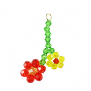 Pendentifs facettées fleur Doré-rouge jaune