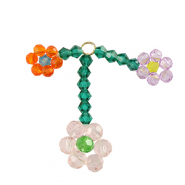 Pendentifs facettées fleur Doré-rose orange