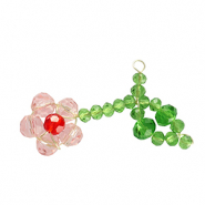 Pendentifs facettées fleur Doré-rose rouge