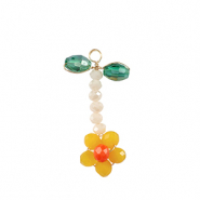 Pendentifs facettées fleur Doré-jaune vert
