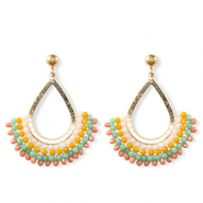 Boucles d’oreilles facettées goutte Doré-multicolore
