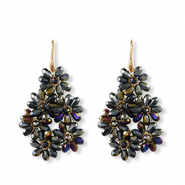 Boucles d&rsquo;oreilles facett&eacute;es goutte Dor&eacute;-bleu nuit