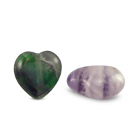 Pierres naturelles Fluorine coeur Violet-vert blanc