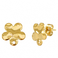 Boucles d'oreilles puces en acier Inox fleur Doré