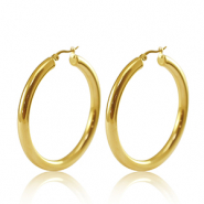 Boucles d'oreilles en acier Inox créoles 50mm Doré