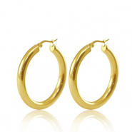 Boucles d'oreilles en acier Inox créoles 40mm Doré
