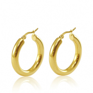 Boucles d'oreilles en acier Inox créoles 30mm Doré