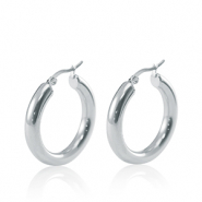 Boucles d'oreilles en acier Inox créoles 30mm Argenté