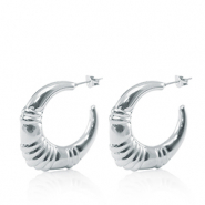 Boucles d'oreilles / puces en acier Inox créoles ovale Argenté